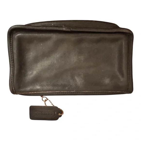 Coach Dark Black Leather Wallet or Makeup Bag - Picture 3 of 5